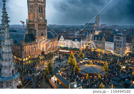Christmas market decorated and illuminated in Bruges, Belgium. Christmas market decorated and illuminated in Bruges, Belgium. 138494580