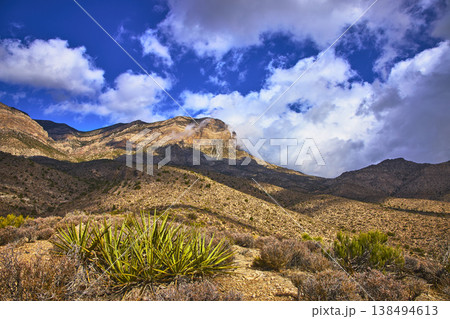 Desert Mountain Landscape and Clouds Red Rock Canyon Keystone Thrust Trail Desert Mountain Landscape and Clouds Red Rock Canyon Keystone Thrust Trail 138494613