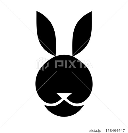 Modern Bunny Logo Featuring Hidden Shape Within Circular Form Modern Bunny Logo Featuring Hidden Shape Within Circular Form 138494647