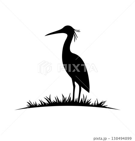 Retro Textured Heron Bird Brand Logo Illustration Concept 138494899