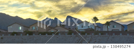 Panorama Residential Neighborhood Spring Mountain Golden Hour Las Vegas Panorama Residential Neighborhood Spring Mountain Golden Hour Las Vegas 138495274