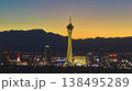 Aerial Las Vegas Strip Stratosphere Tower Downtown Skyline at Golden Hour 138495289