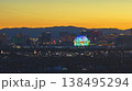 Aerial Las Vegas Strip Downtown Sphere and High Roller at Golden Hour 138495294
