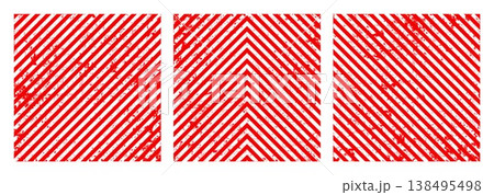 Warning sign with red and white diagonal lines. Attention, danger or caution symbol. Construction site signage, road safety notice, hazard banner, security alert shield. Vector illustration 138495498