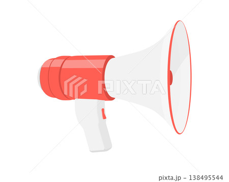 Classic red megaphone in flat style on isolated background. Applicable for alert, announcement, advertising illustration. Classic red megaphone in flat style on isolated background. Applicable for alert, announcement, advertising illustration. 138495544