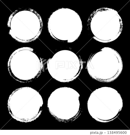 Grunge circles, brush strokes, lines, ink smudges, hand-drawn scribble shapes. Handmade sketchy marks, acrylic stains, charcoal streaks. Paint textures, dry brush effect. Vector illustration 138495600