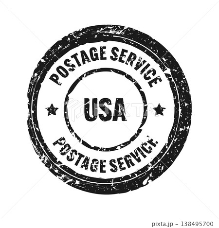 Post stamp, label or badge. Grunge imprint and postmark with text. Brown vintage circle postcard watermark. Used envelope design element. Vector illustration Post stamp, label or badge. Grunge imprint and postmark with text. Brown vintage circle postcard watermark. Used envelope design element. Vector illustration 138495700