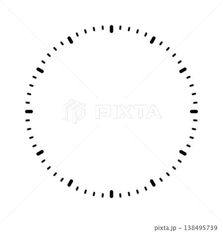 Mechanical clock face, bezel. Watch dial with minute and hour marks. Timer or stopwatch element. Blank measuring circle scale with divisions. Vector illustration Mechanical clock face, bezel. Watch dial with minute and hour marks. Timer or stopwatch element. Blank measuring circle scale with divisions. Vector illustration 138495739