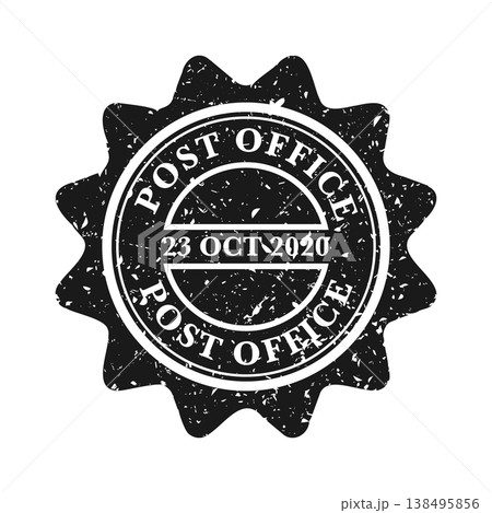 Post stamp, label or badge. Grunge imprint and postmark with text. Brown vintage circle postcard watermark. Used envelope design element. Vector illustration Post stamp, label or badge. Grunge imprint and postmark with text. Brown vintage circle postcard watermark. Used envelope design element. Vector illustration 138495856