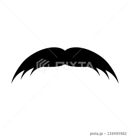 Mustache icon in classic style. Hipster, barber, retro, vintage facial hair symbol for logo, branding, poster, sticker, fashion, barbershop and design projects. Vector illustration 138495982