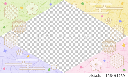 日式設計相框,和紙,彩紙屑,日式圖案裝飾,背景,16:9 尺寸 日式設計相框,和紙,彩紙屑,日式圖案裝飾,背景,16:9 尺寸 138495989