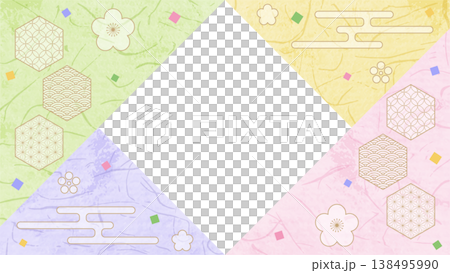 日式設計相框,和紙,彩紙屑,日式圖案裝飾,背景,16:9 尺寸 日式設計相框,和紙,彩紙屑,日式圖案裝飾,背景,16:9 尺寸 138495990