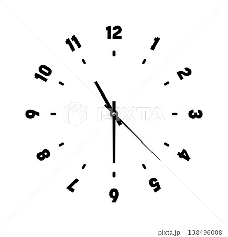 Mechanical clock face with arabic numerals, bezel. Watch dial with minute, hour marks and numbers. Timer or stopwatch element. Blank measuring circle scale with divisions. Vector illustration Mechanical clock face with arabic numerals, bezel. Watch dial with minute, hour marks and numbers. Timer or stopwatch element. Blank measuring circle scale with divisions. Vector illustration 138496008