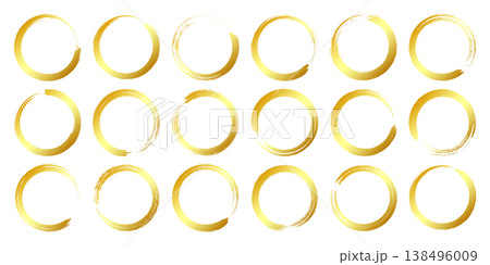 Golden grunge circles, brush strokes, lines, ink smudges, hand-drawn scribble shapes. Handmade sketchy marks, acrylic stains, charcoal streaks. Paint textures, dry brush effect. Vector illustration Golden grunge circles, brush strokes, lines, ink smudges, hand-drawn scribble shapes. Handmade sketchy marks, acrylic stains, charcoal streaks. Paint textures, dry brush effect. Vector illustration 138496009