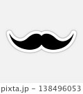 Mustache icon in classic style. Hipster, barber, retro, vintage facial hair symbol for logo, branding, poster, sticker, fashion, barbershop and design projects. Vector illustration 138496053