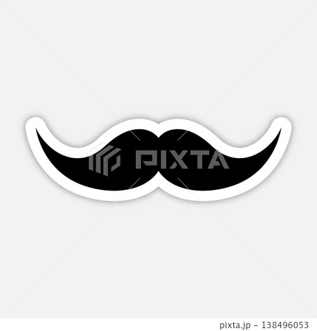 Mustache icon in classic style. Hipster, barber, retro, vintage facial hair symbol for logo, branding, poster, sticker, fashion, barbershop and design projects. Vector illustration Mustache icon in classic style. Hipster, barber, retro, vintage facial hair symbol for logo, branding, poster, sticker, fashion, barbershop and design projects. Vector illustration 138496053