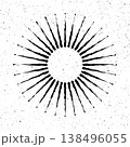 Vintage sunburst, sunset beams. Boho style, modern minimalist bohemian design. Hand drawn bursting sun, light rays. Logotype or lettering design element in retro style. Vector illustration 138496055