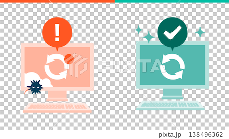 サイバーセキュリティ 未更新の古いOSを自動アップデートで脆弱性から保護するイメージ 138496362