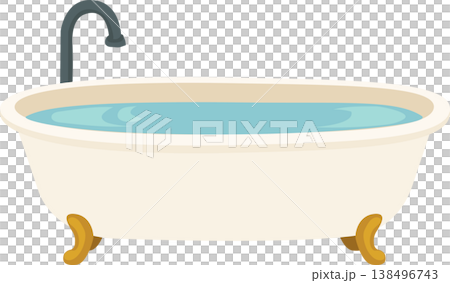 a clean bathtub filled with water. clean hygiene spa relaxation home interior 138496743
