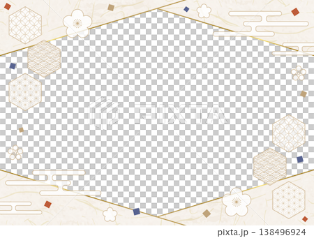 日式設計相框、紙、彩紙屑、日式圖案裝飾、背景 138496924