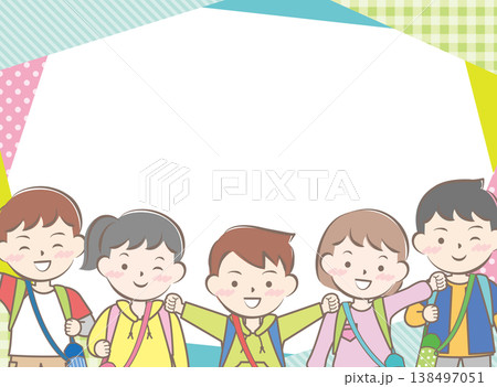 リュックを背負った子供たちのフレーム　遠足 138497051
