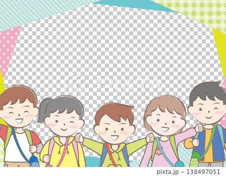 リュックを背負った子供たちのフレーム　遠足 138497051