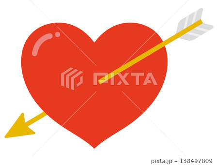 射抜かれたハートのイラスト 138497809