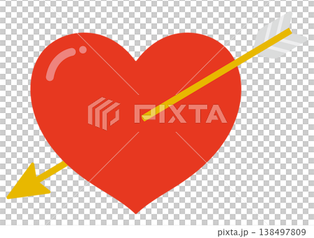 射抜かれたハートのイラスト 138497809