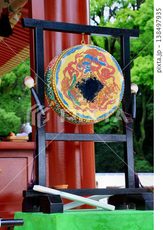 神社にて神前に据えられた… 『楽太鼓』 138497935