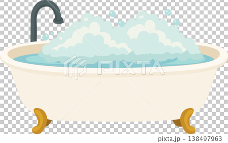 bathroom bathtub with foam bubbles hygiene and wellness concept 138497963