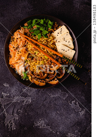Korean style instant noodle, Shin Ramyeon. Korean style instant noodle, Shin Ramyeon. 138498183