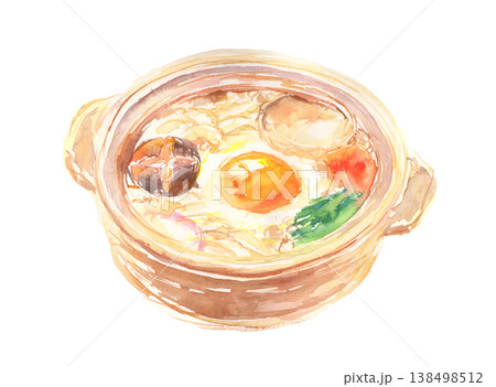 鍋焼きうどんの水彩イラスト 138498512