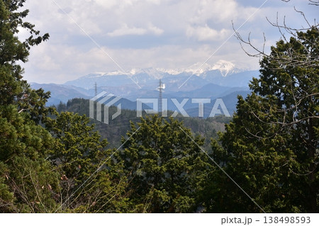 日本の岐阜県の高山市　高山城跡から見た展望　城山公園周辺の山と森林 138498593