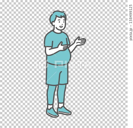 一幅胖男人微笑說話的插圖。 一幅胖男人微笑說話的插圖。 138499125