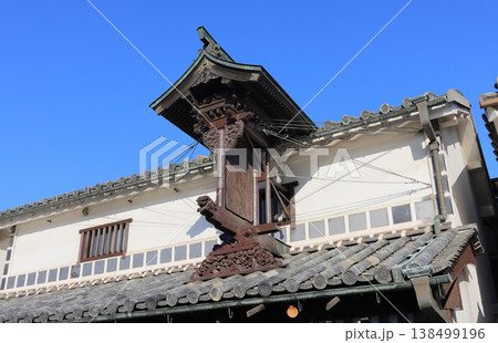 倉敷美観地区の街角風景［倉敷川の堀割り沿い、倉敷民藝館のはす向かいの地酒販売店のレトロな看板］ 138499196