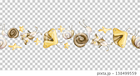 Cute insects Seamless Border. Snails Butterfly Moth Watercolor illustration hand painted isolated on white background for nursery baby kids design spring summer card forest fabric textile fresh prints 138499559