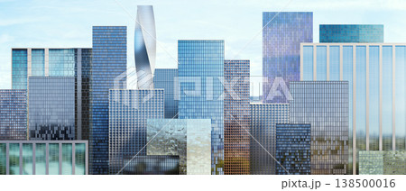 Illustration of business towers in modern architectural style Illustration of business towers in modern architectural style 138500016