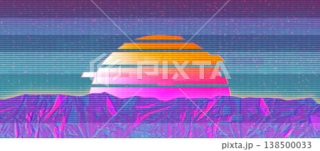 Cyber punk styled landscape illustration. 138500033