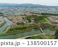 五稜郭公園の桜と星形要塞の俯瞰（函館・北海道） 138500157