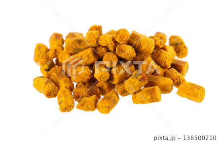 Bee bread isolated on white background. Pile of granules bee bread or perga. Clipping path. Bee bread isolated on white background. Pile of granules bee bread or perga. Clipping path. 138500210