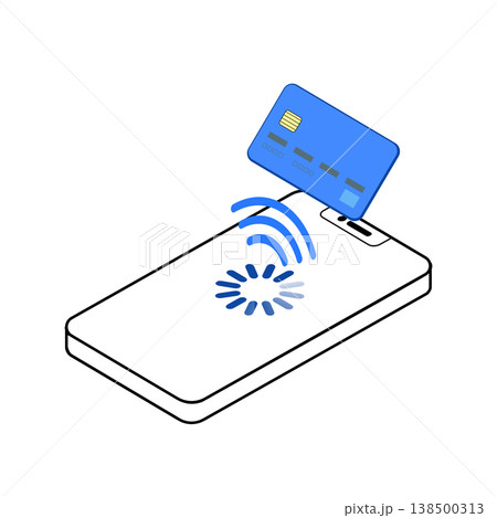 非接触決済の処理中画面 スマホのローディングとクレジットカード タッチ決済イラスト 非接触決済の処理中画面 スマホのローディングとクレジットカード タッチ決済イラスト 138500313