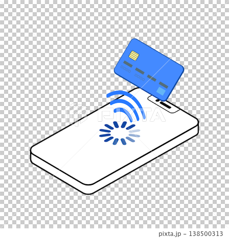 非接触決済の処理中画面 スマホのローディングとクレジットカード タッチ決済イラスト 非接触決済の処理中画面 スマホのローディングとクレジットカード タッチ決済イラスト 138500313