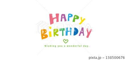 happy birthdayの手書き文字　ポップでかわいい文字 138500676