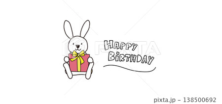 うさぎイラスト入りハッピーバースデーの手書き文字 happy birthday うさぎイラスト入りハッピーバースデーの手書き文字 happy birthday 138500692