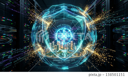 能動的サイバー防御とAIによるデジタル防衛網の近未来イメージ 138501151