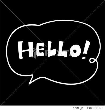 吹き出しとHelloの手書き文字 目立つ手書きポップデザイン 吹き出しとHelloの手書き文字 目立つ手書きポップデザイン 138501169