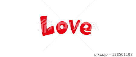 赤い Love 手書き文字 シンプルでかわいいデザイン 138501198