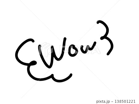 手描き吹き出しの Wow 文字 シンプルなリアクションデザイン 手描き吹き出しの Wow 文字 シンプルなリアクションデザイン 138501221