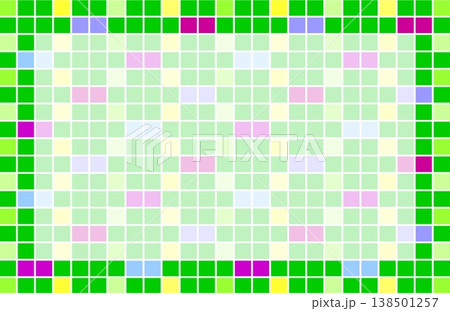 幾何学模様　フレーム　ホワイトスペース　四角形　グリーン 138501257