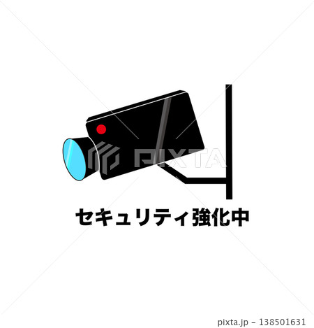 防犯カメラ作動中イラストセット 監視カメラ セキュリティ 録画中 注意喚起 防犯対策 138501631